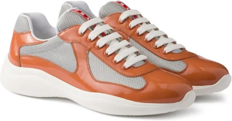 Prada America's Cup lakleren en technische sneakers Oranje - Foto 4