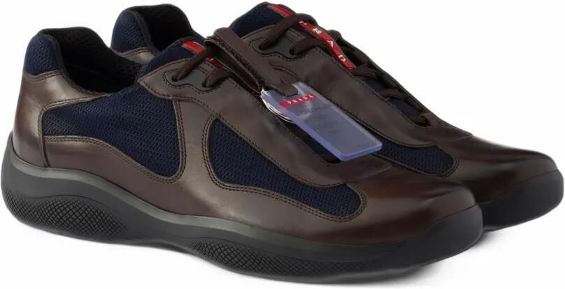 Prada America's Cup Original sneakers in brushed leather and bike fabric Bruin - Foto 3