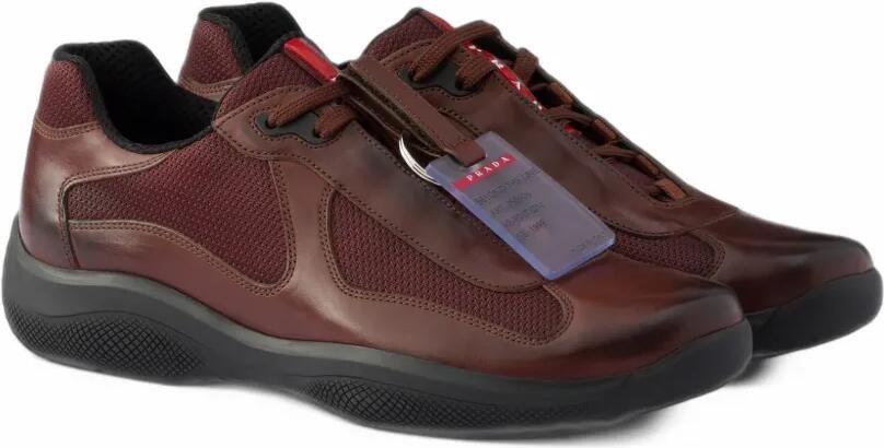 Prada America's Cup Original sneakers in brushed leather and bike fabric Bruin - Foto 3