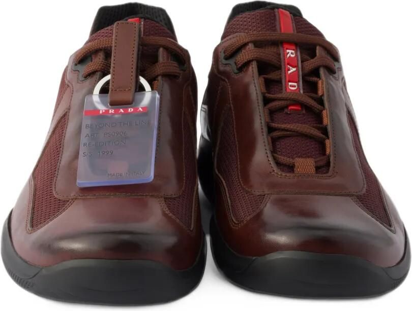 Prada America's Cup Original sneakers in brushed leather and bike fabric Bruin - Foto 2