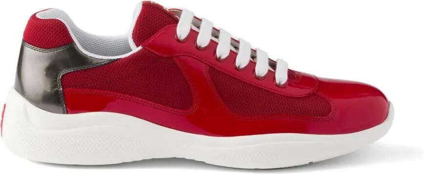 Prada America's Cup sneakers van lakleer en technische stof Rood