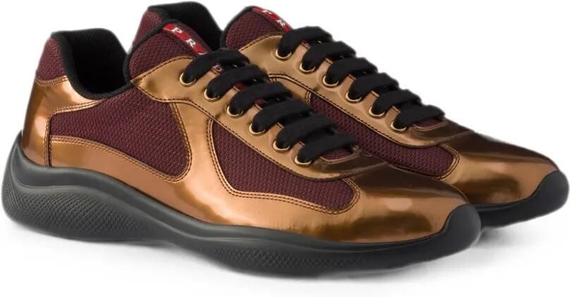 Prada America's Cup sneakers van metallic leer en fietsstof Bruin - Foto 4