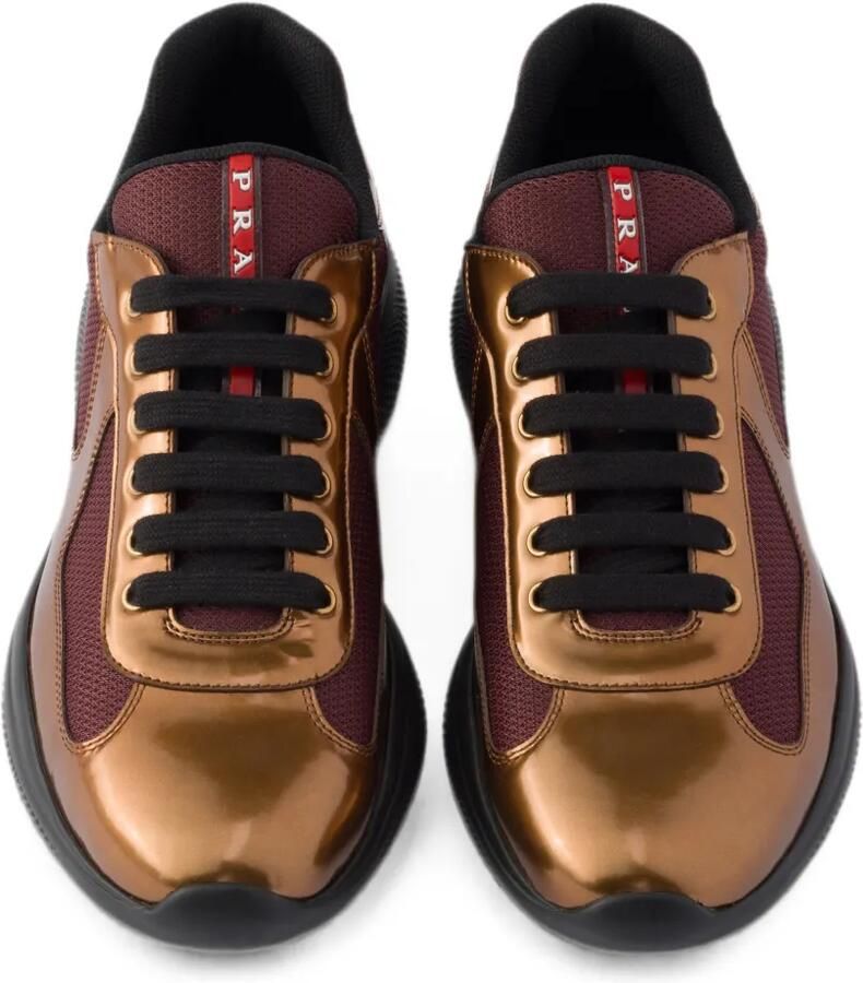 Prada America's Cup sneakers van metallic leer en fietsstof Bruin - Foto 2