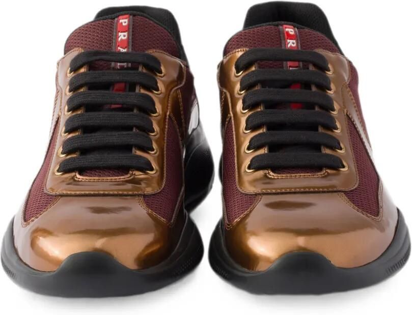 Prada America's Cup sneakers van metallic leer en fietsstof Bruin - Foto 3