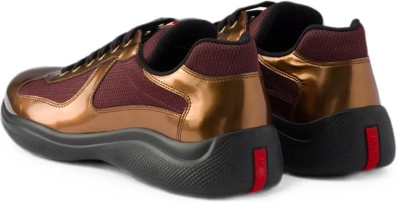 Prada America's Cup sneakers van metallic leer en fietsstof Bruin - Foto 5