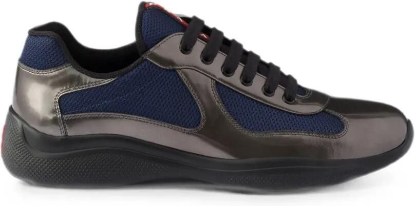 Prada America's Cup sneakers van metallic leer en fietsstof Grijs