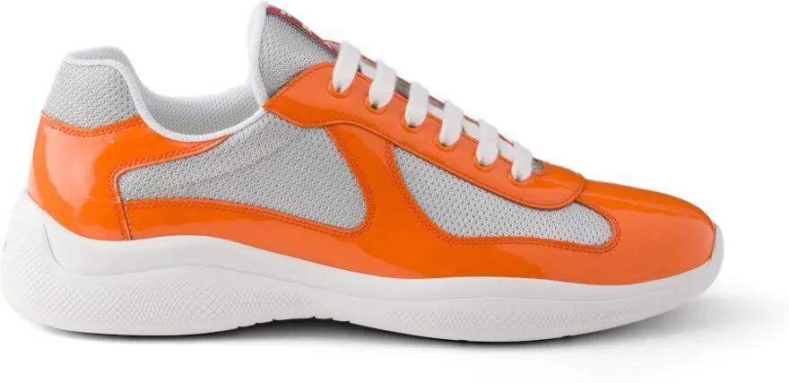Prada America's Cup technische canvas en lakleren sneakers Oranje