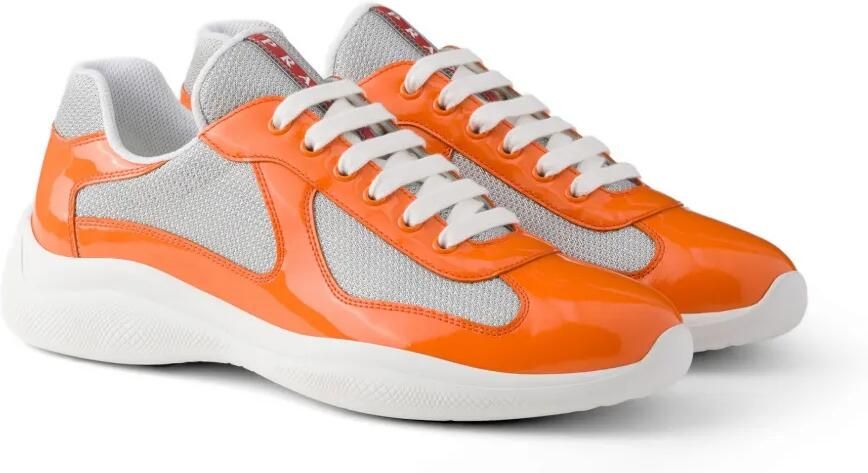 Prada America's Cup technische canvas en lakleren sneakers Oranje - Foto 4