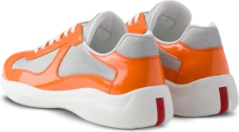 Prada America's Cup technische canvas en lakleren sneakers Oranje - Foto 5