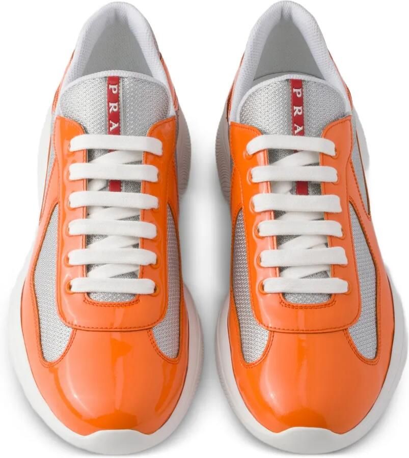 Prada America's Cup technische canvas en lakleren sneakers Oranje - Foto 2