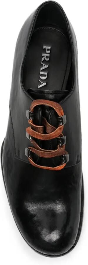 Prada Antieke leren veterschoenen Zwart - Foto 3