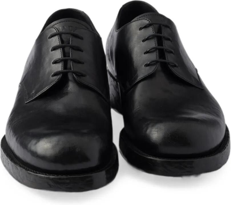 Prada Antieke leren veterschoenen Zwart - Foto 3