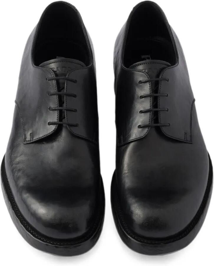 Prada Antieke leren veterschoenen Zwart - Foto 2