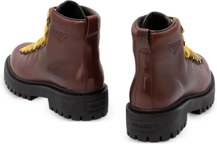 Prada antiqued leather lace-up ankle boots Bruin