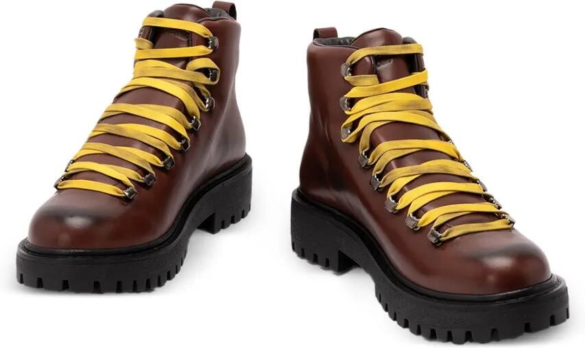 Prada antiqued leather lace-up ankle boots Bruin - Foto 3