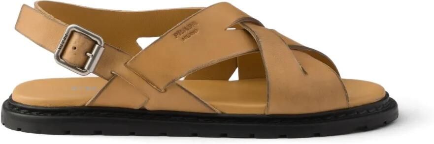 Prada Antiqued leren sandalen Beige