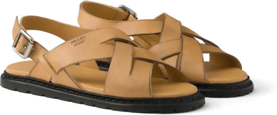 Prada Antiqued leren sandalen Beige - Foto 5