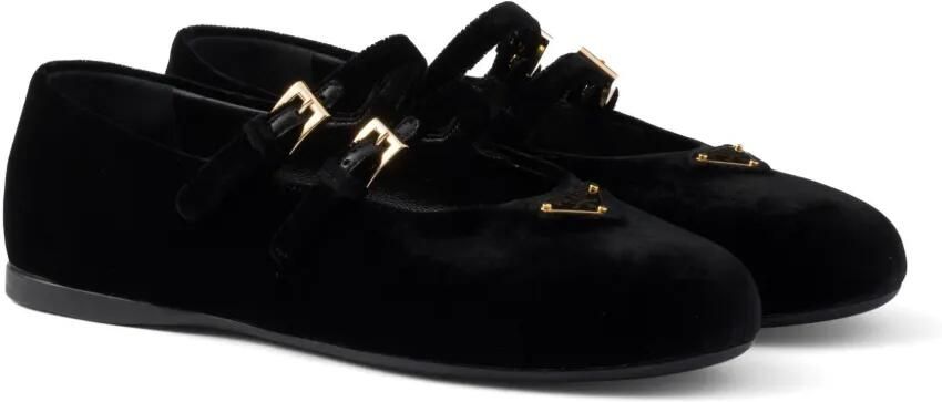 Prada Ballerina's met fluwelen afwerking Zwart - Foto 4