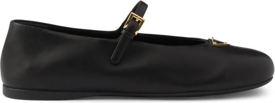 Prada Ballerina's met logoplakkaat en gespband Zwart