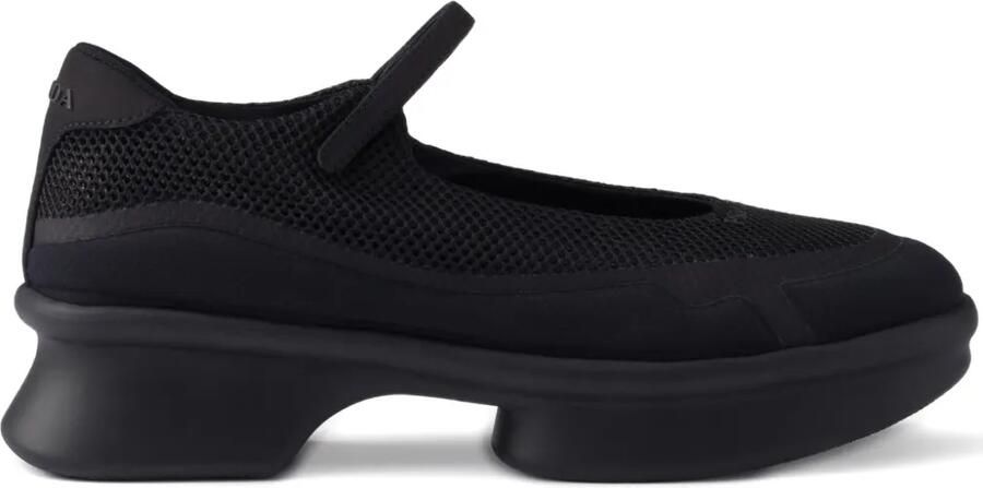 Prada Ballerina's met mesh vlakken Zwart