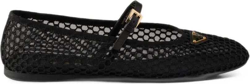 Prada Ballerina's met mesh Zwart
