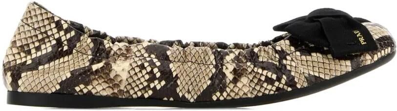 Prada Ballerina's met slangenprint en strikdetail Beige