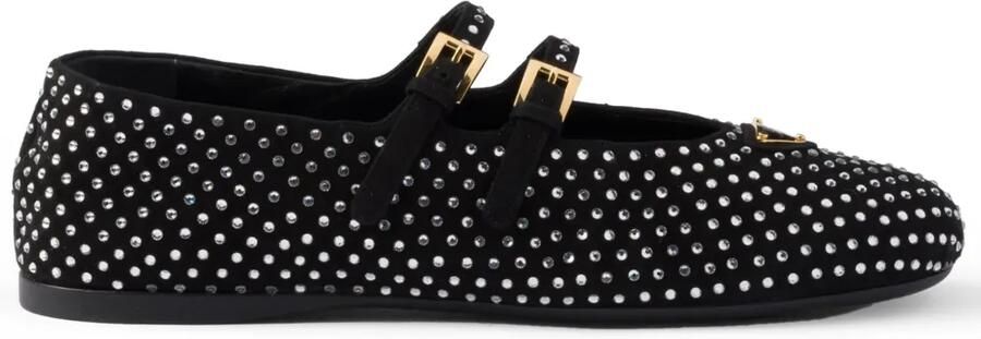 Prada Ballerina's verfraaid met kristallen Zwart