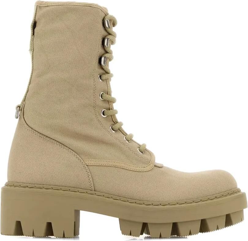 Prada Canvas lace-up enkellaarzen Beige