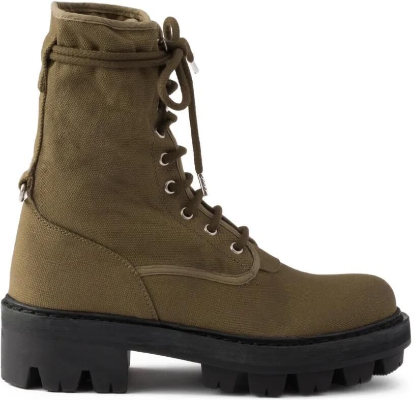 Prada Canvas lace-up enkellaarzen Groen