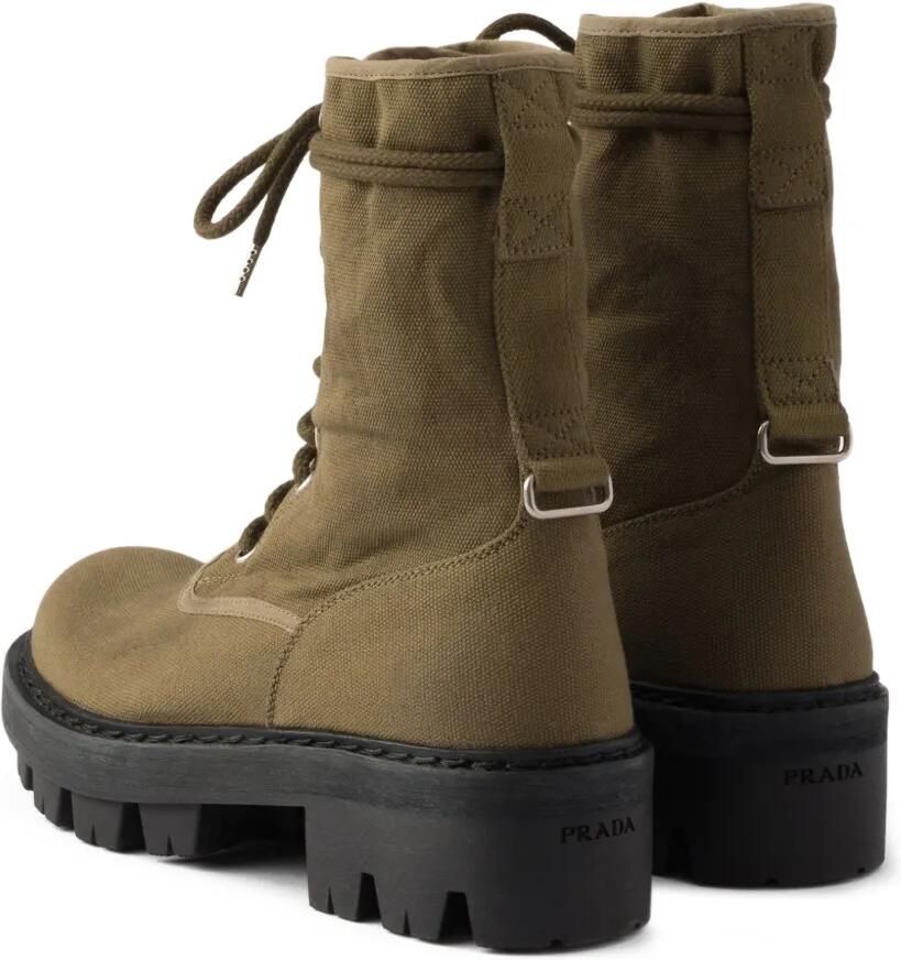 Prada Canvas lace-up enkellaarzen Groen - Foto 2