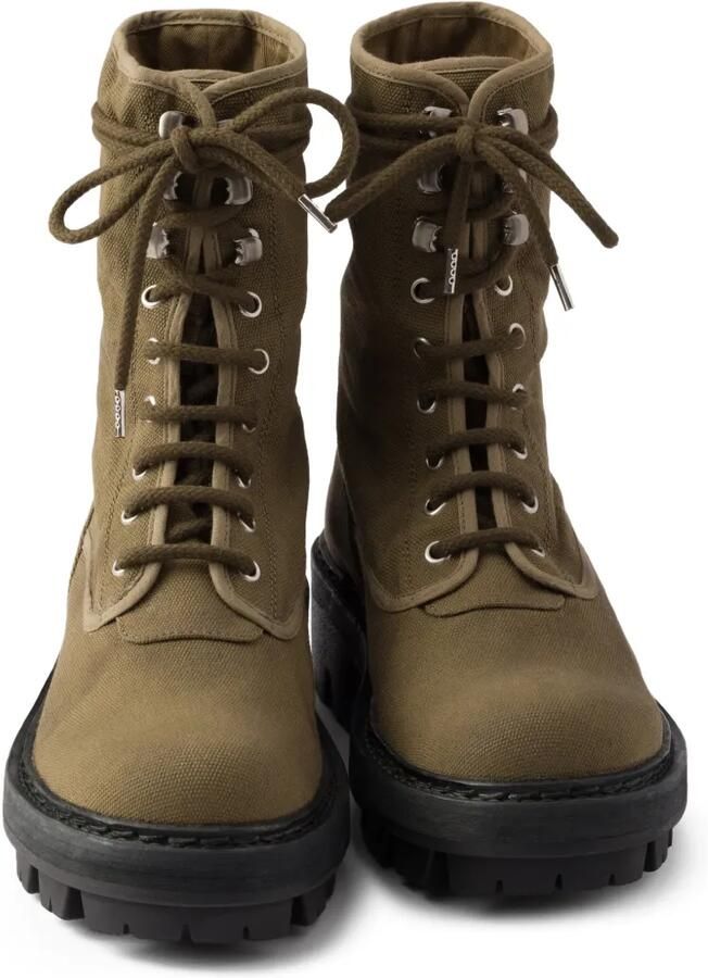 Prada Canvas lace-up enkellaarzen Groen - Foto 4