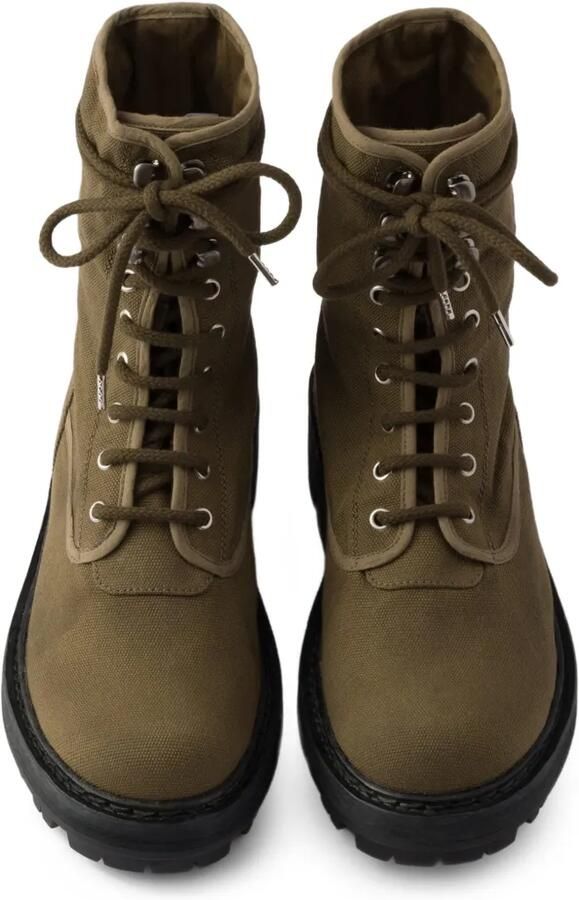 Prada Canvas lace-up enkellaarzen Groen - Foto 5