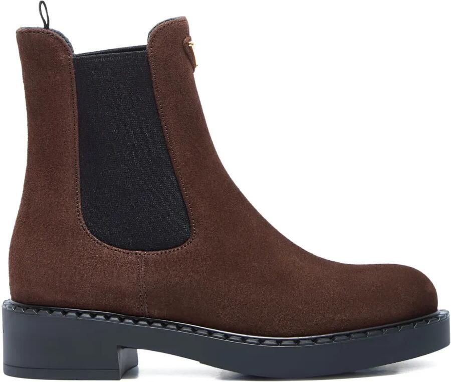 Prada Chelsea laarzen met logoplakkaat Bruin