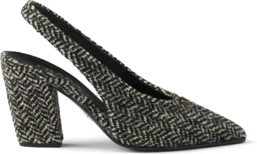 Prada Chevron slingback pumps Zwart