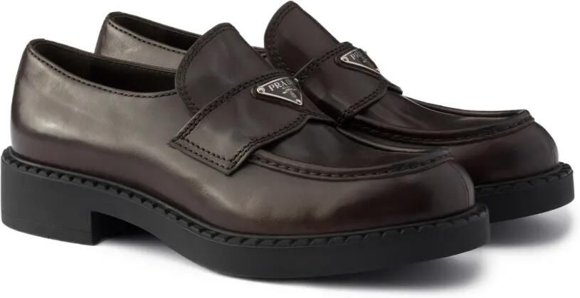 Prada Chocolate leren loafers Bruin - Foto 3