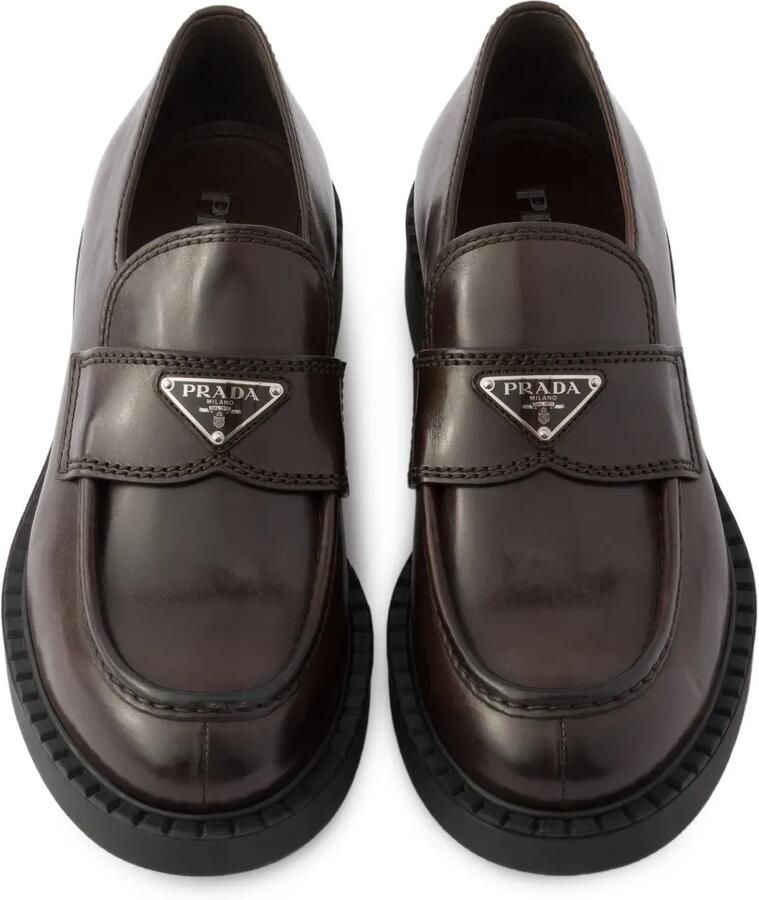 Prada Chocolate leren loafers Bruin - Foto 2