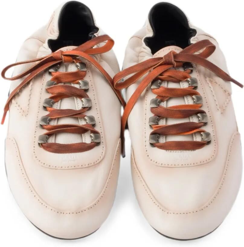 Prada Collaps nappa leren sneakers met haken Beige - Foto 2
