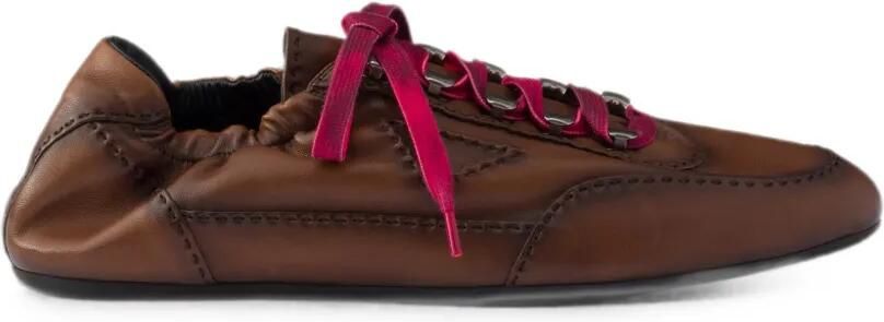 Prada Collaps nappa leren sneakers met haken Bruin - Foto 5