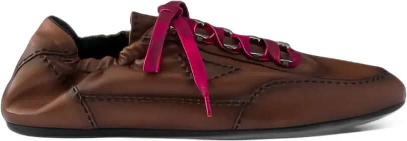 Prada Collapse antiqued nappa leather sneakers with hooks Bruin