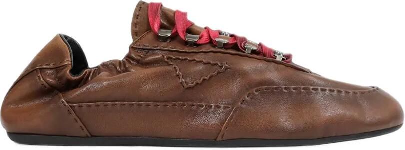Prada Collapse antiqued-nappa-leather sneakers with hooks Bruin