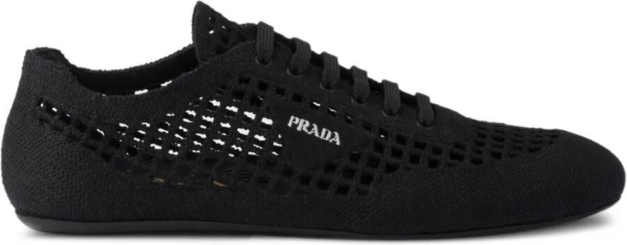 Prada Collapse gehaakte vetersneakers Zwart