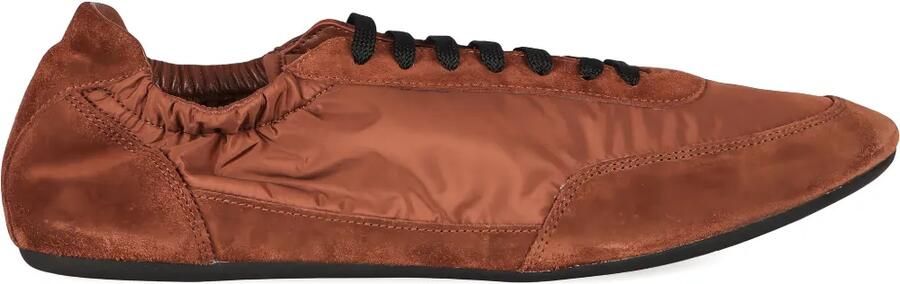 Prada Collapse Re-Nylon en suède elastische sneakers Bruin