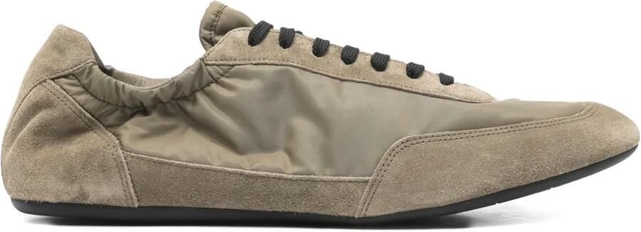 Prada Collapse Re-Nylon en suède elastische sneakers Groen