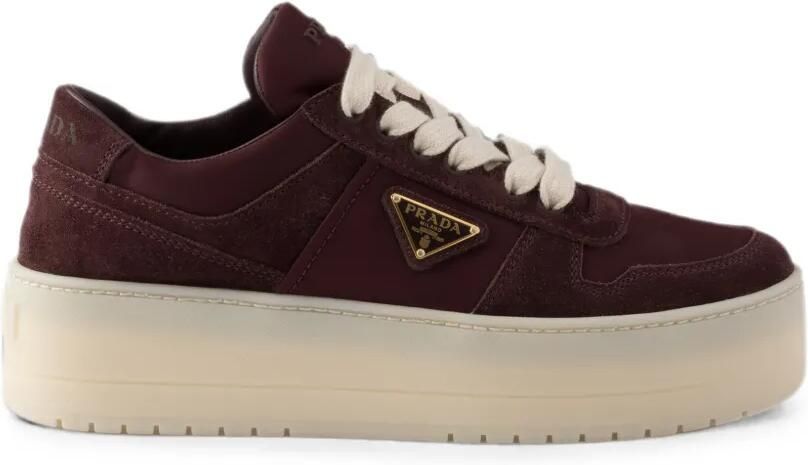 Prada Downtown Bold Re-Nylon en suède sneakers Rood