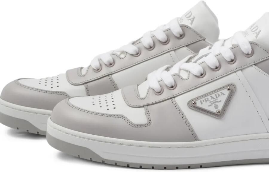 Prada Downtown leather panelled sneakers Wit - Foto 3