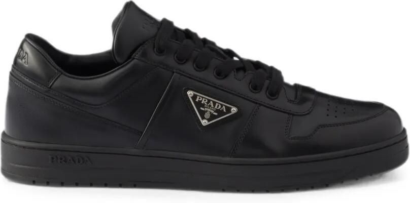 Prada Downtown leren sneakers met driehoekig logo Zwart