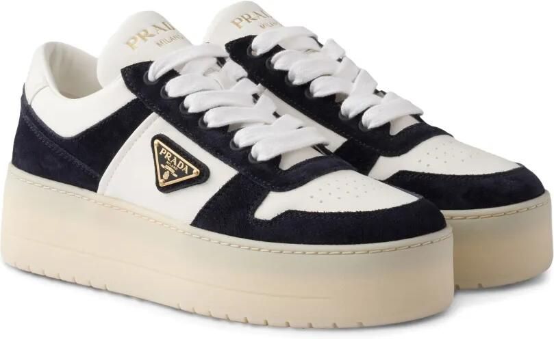 Prada Downtown sneakers met plateauzool Wit