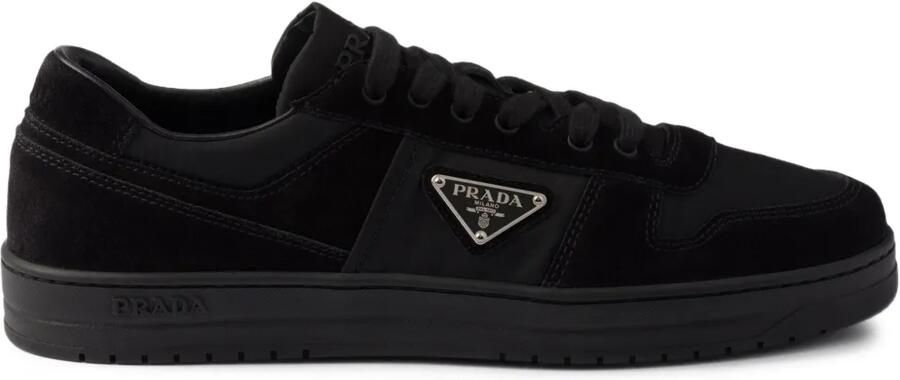 Prada Downtown suède sneakers met logo Zwart