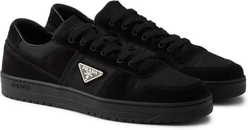 Prada Downtown suède sneakers met logo Zwart - Foto 4