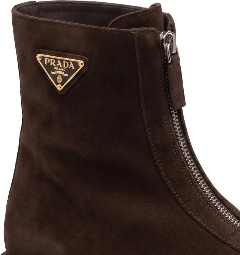 Prada Emaille enkellaarzen met rits Bruin - Foto 2